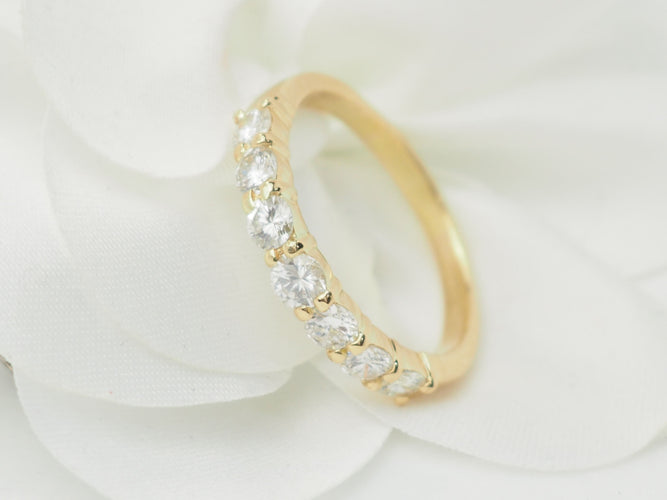 Bague 62 Demi alliance en or jaune et diamants 58 Facettes 33458