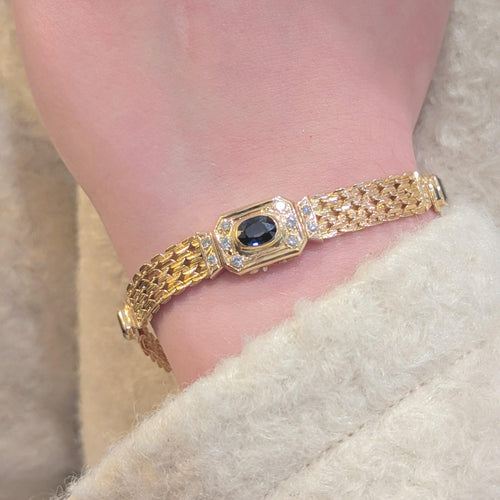 Bracelet Bracelet Art déco en or jaune diamants et saphirs 58 Facettes 31194