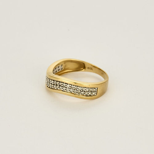 Bague 57,5 Bague mouvementée en or jaune, or blanc et diamants 58 Facettes THI0508