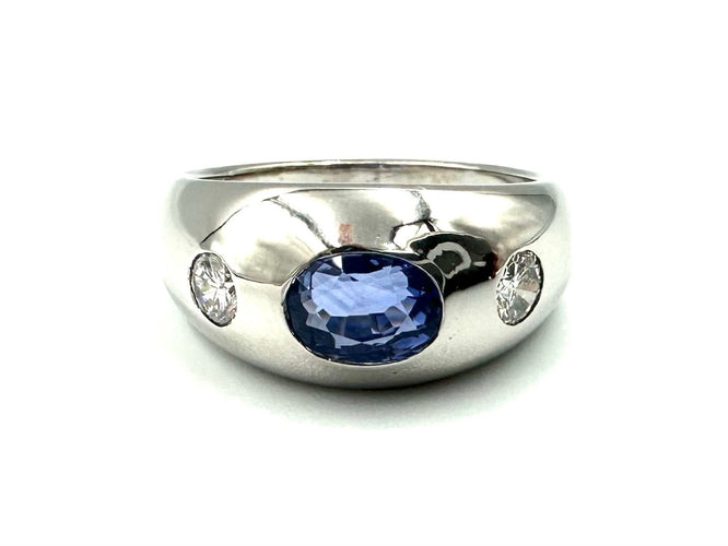 Bague BVLGARI. Bague vintage or blanc, saphir et diamants 58 Facettes