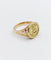 Bague médaille amour or 18k  AUGIS "+ qu'hier - que demain" couronne de lauriers ornée de rubis et de diamant (circa 1958)