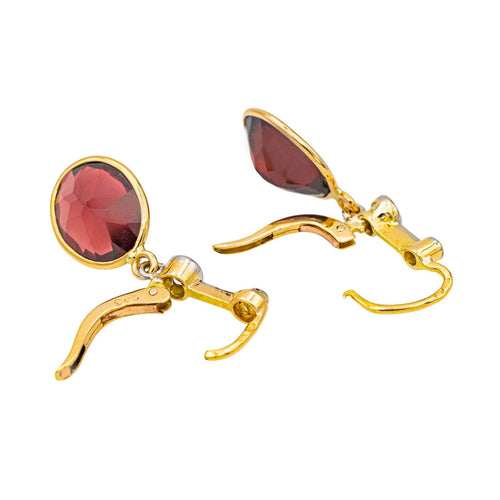 Boucles d'oreilles Boucles d'oreilles Dormeuses Or jaune, Platine Grenat, Diamant 58 Facettes 3806941CN