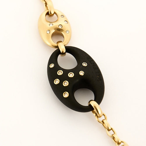 Collier VALENTE MILANO - Collier négligée en or jaune, ébène, rubis, diamants et os. 58 Facettes SMA0232