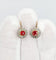 Boucles d'oreilles Dormeuses marguerite antique or rose pierre rouge et diamants 58 Facettes A00730