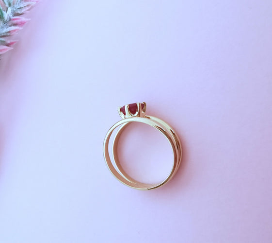 Bague 57.5 Bague Rubis en solitaire Or Jaune 18 K 58 Facettes AA 1642