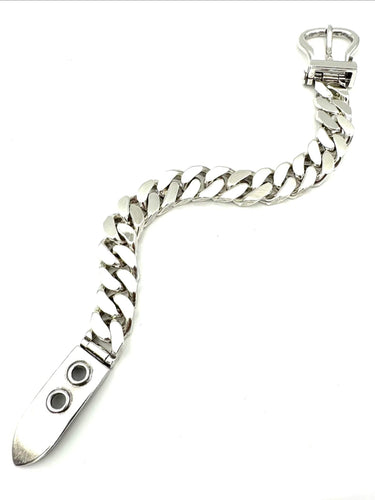 Bracelet HERMES. Collection "Boucle sellier", bracelet vintage argent MM 58 Facettes