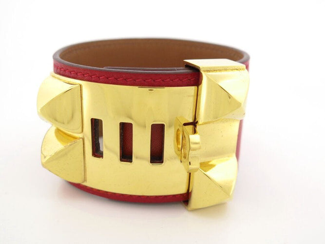 Collier bracelet HERMES collier de chien medor t2 cuir swift rouge boite 58 Facettes 264900