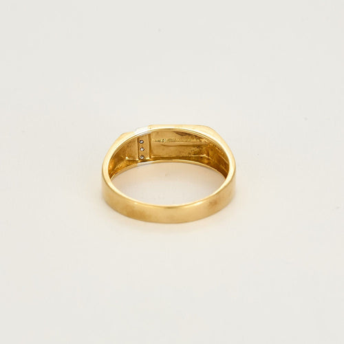 Bague 63 Bague chevalière en or jaune et diamants 58 Facettes SEN2328