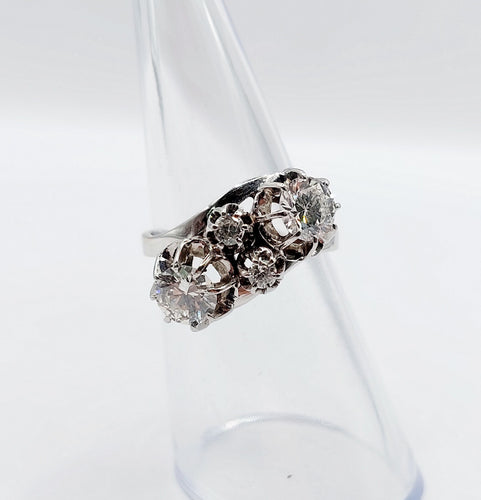 Bague 53 Bague toi et moi art déco en or blanc et diamants 58 Facettes A05504