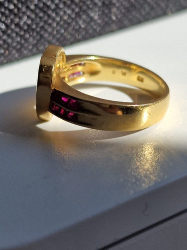 Bague 51 Cartier - Bague cœur en or jaune 18k, diamants et rubis 58 Facettes