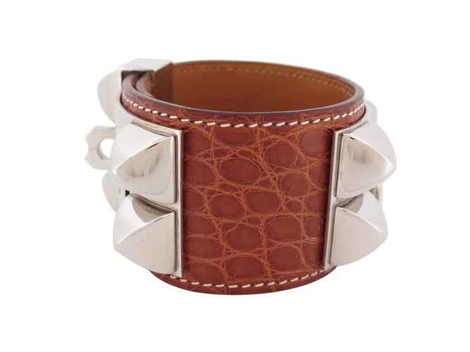 bracelet HERMES medor collier de chien cuir crocodile 16 a 19 cm 58 Facettes 266669