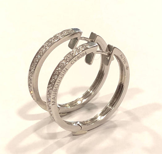 Boucles d'oreilles Créoles Mauboussin or blanc et diamants 58 Facettes