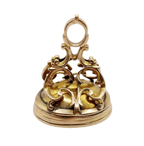 Pendentif Pendentif sceau antique en or 14k et agate gravée d’armoiries 58 Facettes A06678