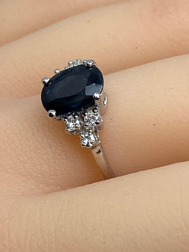 Bague 54 Bague en or blanc saphir et diamants 58 Facettes AB328