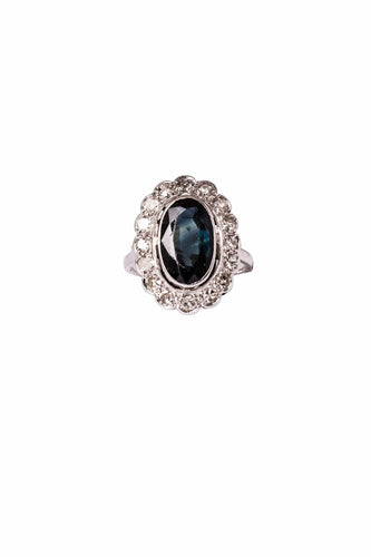 Bague 51 Bague Marguerite en platine, saphir et diamants 58 Facettes