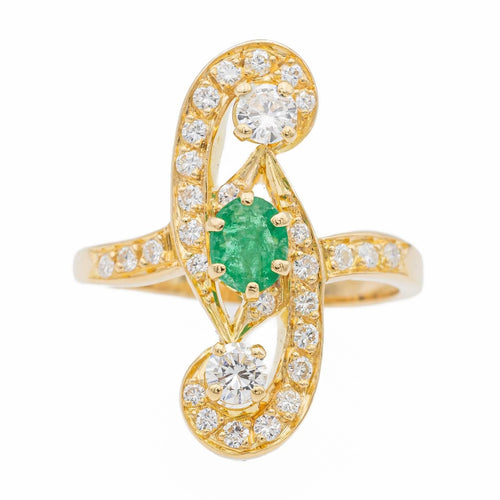 Bague 57 Bague Or jaune Emeraude, Diamant 58 Facettes 2601182CN