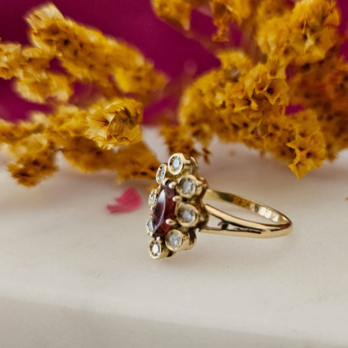 Bague 54 Bague marguerite or jaune grenat diamants 58 Facettes MG3