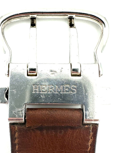 Bracelet HERMES - Collection Boucle sellier, bracelet argent et cuir 58 Facettes