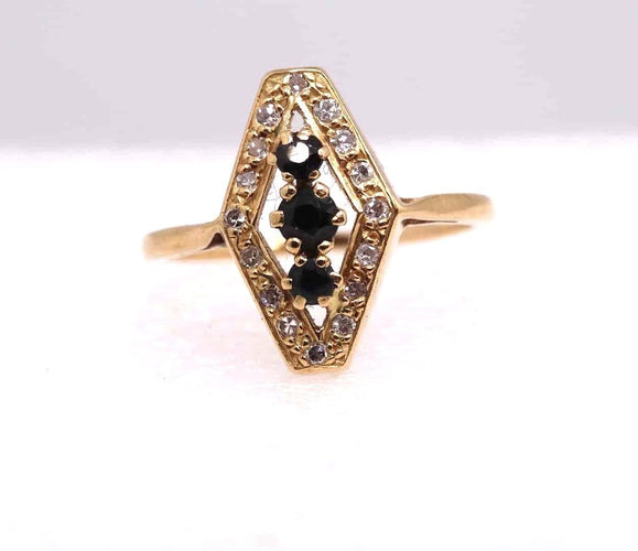 Bague en or, diamants et saphirs