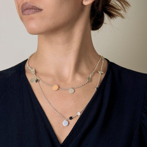 Collier HERMES - Ex-Libris - Sautoir en Argent et or rose 58 Facettes 58FC20