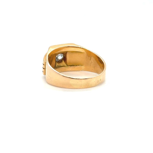 Bague 67 Chevalière or jaune et diamant 58 Facettes 12104/12