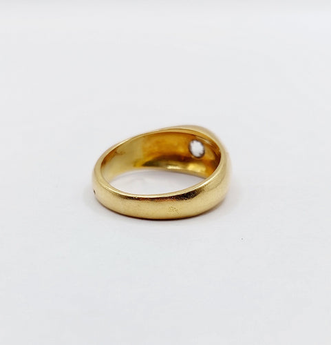Bague 50 Bague jonc dôme or jaune 18k diamant taille ancienne 0,40 carat 58 Facettes A06197