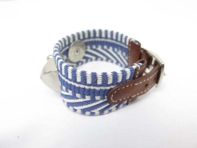 Collier bracelet HERMES rival caval collier de chien cuir barenia toile  rare 58 Facettes 266051