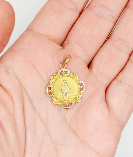 Pendentif Médaille religieuse Art Nouveau or rose et jaune Vierge Marie (circa 1917) 58 Facettes B01004