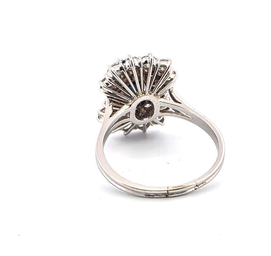 Superbe bague vintage en or blanc, saphir et diamant