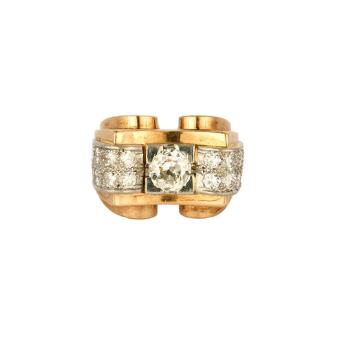 Bague 51 Bague tank or rose et gris et diamants 58 Facettes CAN09342