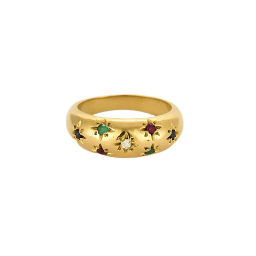 Bague 53.5 Bague jonc en or jaune, diamant, rubis, saphir et émeraude 58 Facettes LOR33782