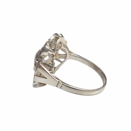 Bague 52.5 BAGUE PLATINE STYLE ART DÉCO avec DIAMANT et RUBIS 58 Facettes Q20B