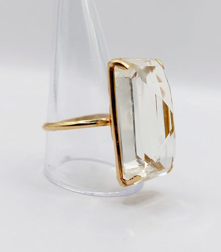 Bague 62.5 Bague cocktail vintage en or 18k et pierre jaune 58 Facettes A06670