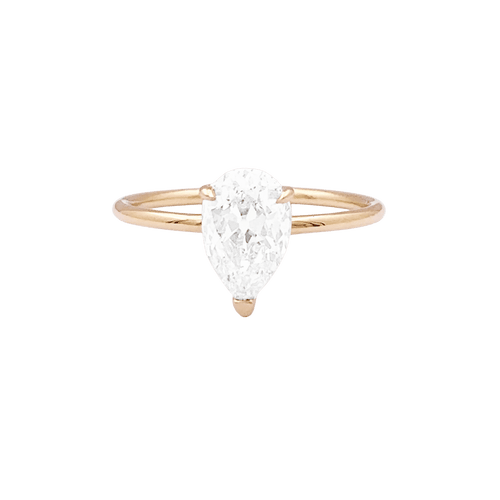 Bague 53 Solitaire jaune 750/000, diamant poire taille ancienne. 58 Facettes 34657