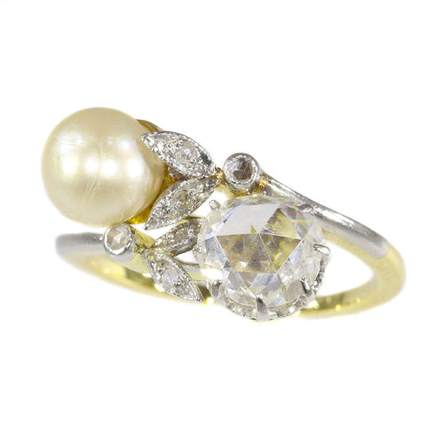 Bague 49 Bague vintage Belle Époque en diamant et perle 58 Facettes 21208-0556