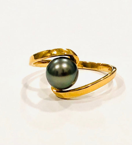 Bague 54 Bague perle de Tahiti or jaune 58 Facettes