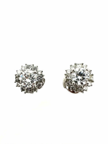 Boucles d'oreilles or blanc 18K et diamants certifiés GIA 58 Facettes