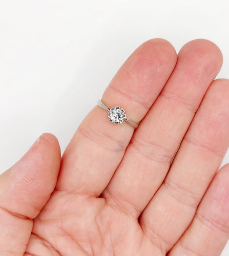 Bague 53 Bague solitaire art deco Platine diamant taille ancienne 0,43 carat (circa 1930) 58 Facettes A06144