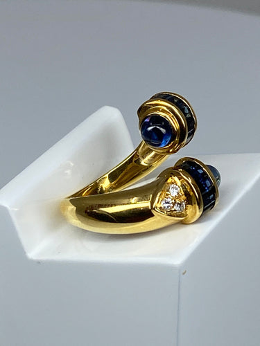 Bague 53 Bague toi et moi en Or jaune, saphirs et diamants 58 Facettes
