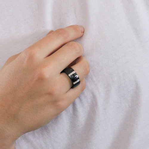 Bague 54 Bague or blanc céramique noire 58 Facettes 3131541