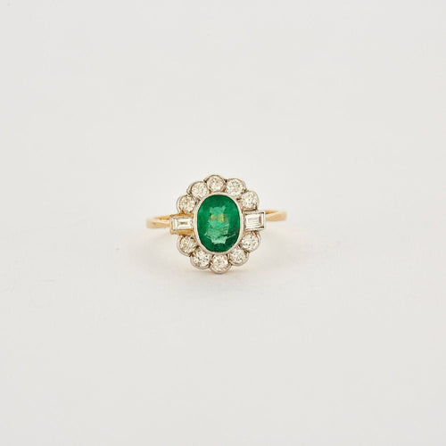 Bague 56 Bague or platine émeraude diamants 58 Facettes