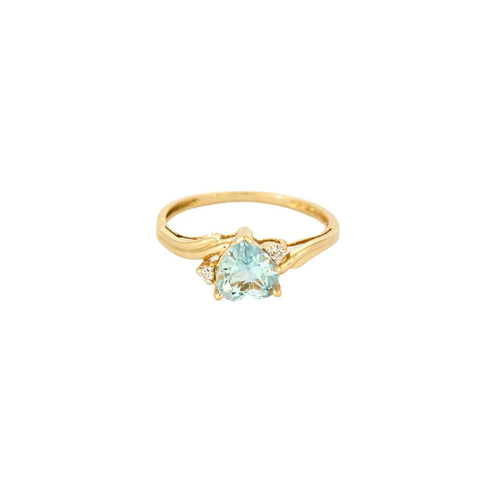 Bague 49 Bague solitaire or jaune et aigue marine 58 Facettes VAN01622