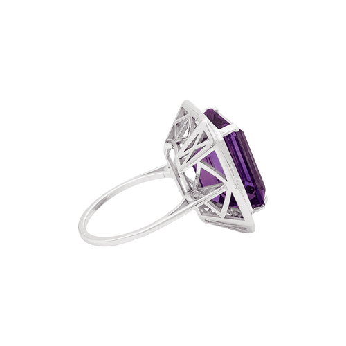 Bague 55 Bague or blanc, diamants, améthyste. 58 Facettes 34515