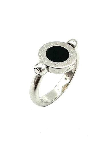 Bague 54 BVLGARI. Collection "BVLGARI-BVLGARI", bague 2 ors et onyx 58 Facettes