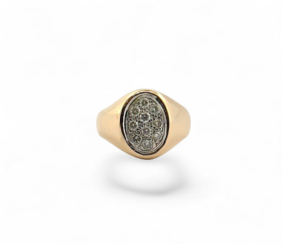 Bague 52 Chevalière rétro en or jaune 18 carats et diamants 58 Facettes