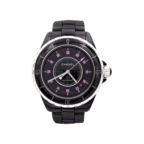 Montre Montre Chanel, "J12", céramique noire, rubis, acier. 58 Facettes 34447