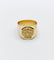 Bague 45 Chevalière antique or 18k armoiries française blason fleur, heaume et lion, sceau 58 Facettes A05250