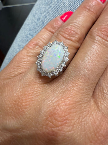 Bague 56 Bague or blanc - Opale et Diamants 58 Facettes 1.0000667/1