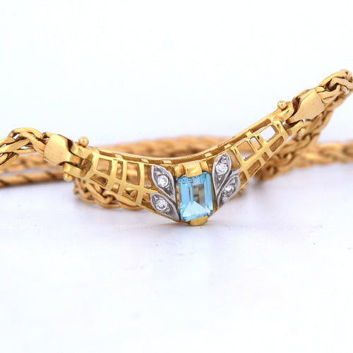 Collier Collier en or jaune - aigue-marine et diamants 58 Facettes