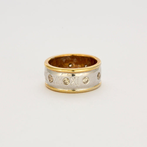 Bague Alliance or jaune, or blanc et diamants 58 Facettes LP766/13